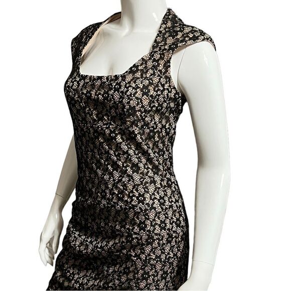 Sangria Mini Black Dress Lace Square Neckline size for 4 - Picture 5 of 13